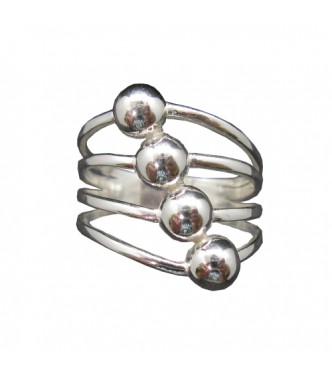 R002050 Stylish Sterling Silver Ring Genuine Solid Stamped 925 With Four Half Balls
